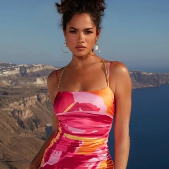 Ruched satin mini dress - Picture 3 of 3